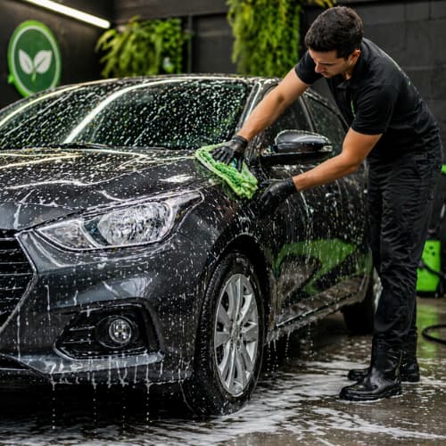pessoa limpando veiculo na auto eco em são paulo